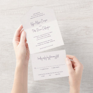 Kylee Mauve Traditional Elegant Wedding All In One Invitation