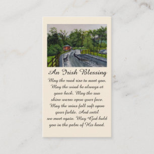Kylemore Abbey Irish Blessing in Greens Siennas  Business Card