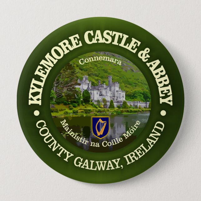 Kylemore Castle & Abbey (rd) 4 Inch Round Button (Front)