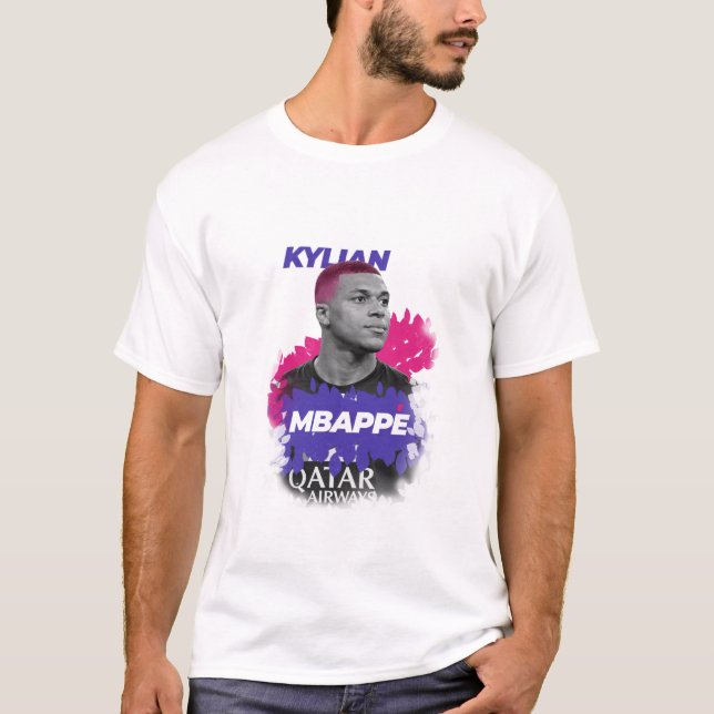 Kylian Mbappé Modern Portrait Graphic Basic Tee (Front)
