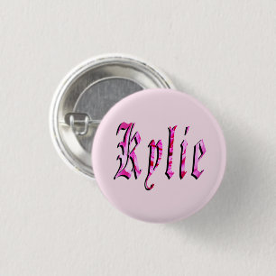 "Kylie" Floral Pink Kylie Name, 1 Inch Round Button