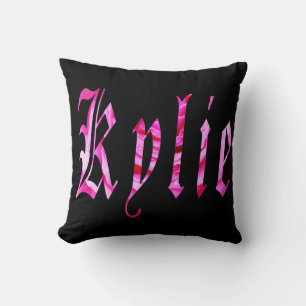 Kylie, Name, Logo, Black Throw Cushion. Throw Pillow