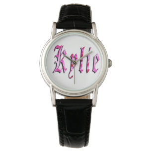 Kylie, Name,  Logo, Ladies Black Leather Watch. Watch