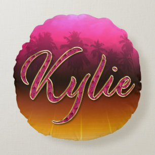 Kylie Vorname Name golden pink Kissen Round Pillow