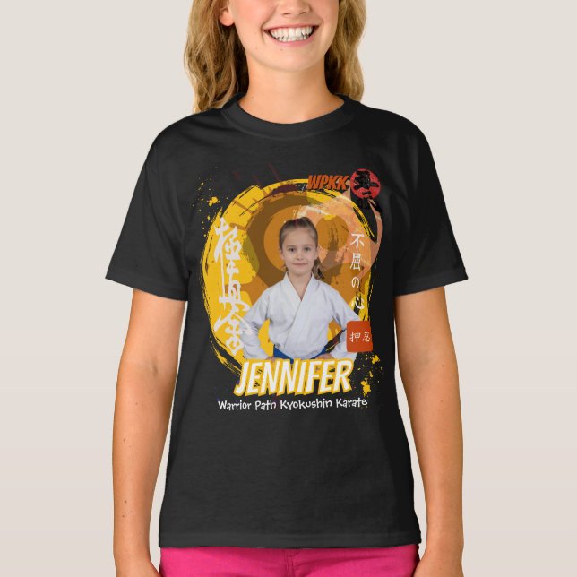 Kyokushin Girl Yellow Belt Personalized Team  T-Shirt (Front)
