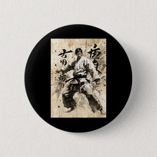 Kyokushin Karate Japanese Calligraphy Martial Arts 2 Inch Round Button