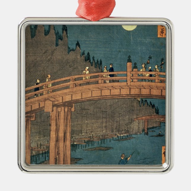Kyoto bridge by moonlight metal ornament (Front)