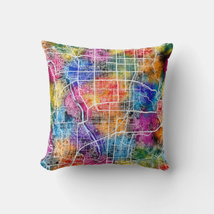 Kyoto Japan City Map Throw Pillow