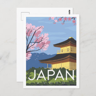 Kyoto Japan Famous Travel Place Illustration Postcard