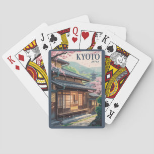 Kyoto Japan House Illustration Travel Art Vintage Playing Cards