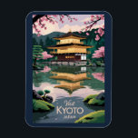 Kyoto Japan Kinkaku-ji Illustration Travel Art Vin Magnet<br><div class="desc">Kyoto retro vector travel design. From the iconic Fushimi Inari Shrine and Golden Pavilion to the peaceful Arashiyama Bamboo Grove,  Kyoto offers an unforgettable glimpse into Japan’s cultural heart and heritage.</div>
