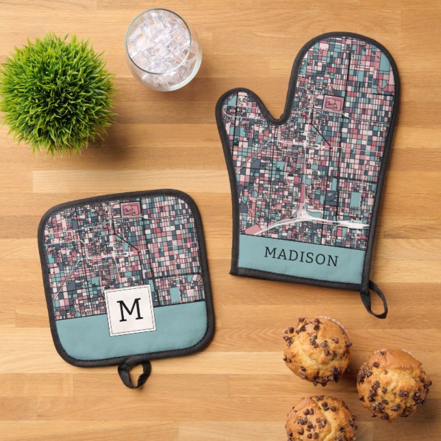 Kyoto Japan Map Oven Mitt & Pot Holder Set (Top Down)