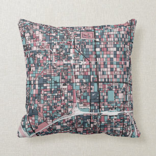 Kyoto Japan Map Throw Pillow