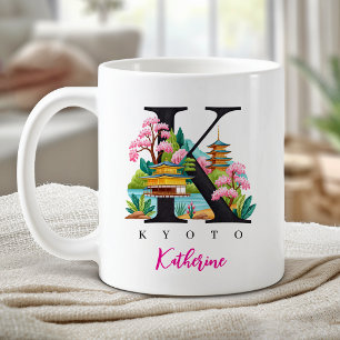 Kyoto Japan Monogram Letter K Personalized Gift Coffee Mug
