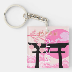Kyoto Japan Pink Travel Art Keychain