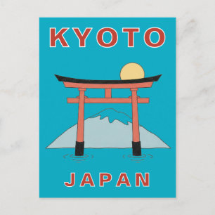 Kyoto Japan Torii Gate Minimalist Travel Postcard