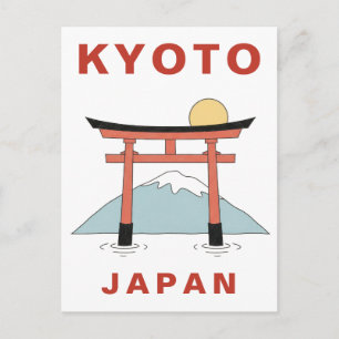 Kyoto Japan Torii Gate Minimalist Travel Postcard