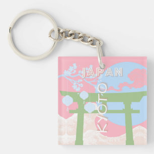Kyoto Japan Travel Art, Pastel Travel Art Keychain