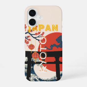 Kyoto Japan Travel Art, Retro Travel Art iPhone 16 Case