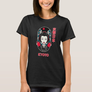 Kyoto Japan Trippy Geisha With Blue Eyes Japanese  T-Shirt