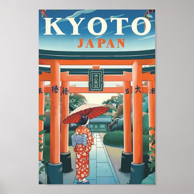 Kyoto Japan Vintage Famous Travel Place Poster (Front)