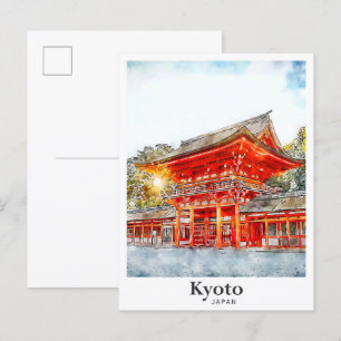 Kyoto Japan Watercolor Sketch Hand Drawn Postcard