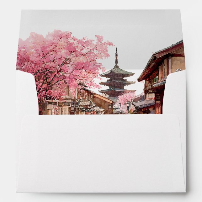Kyoto Japan Wedding Return Address Envelope (Back (Bottom))