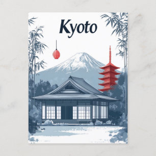 Kyoto: Japanese Temple, Pagoda, and Mountain  Holiday Postcard