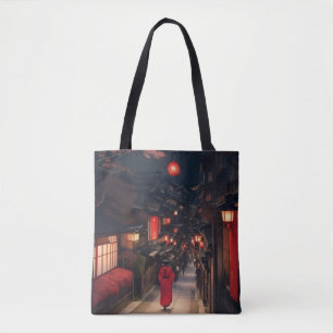 Kyoto Night Lantern Walk Tote Bag