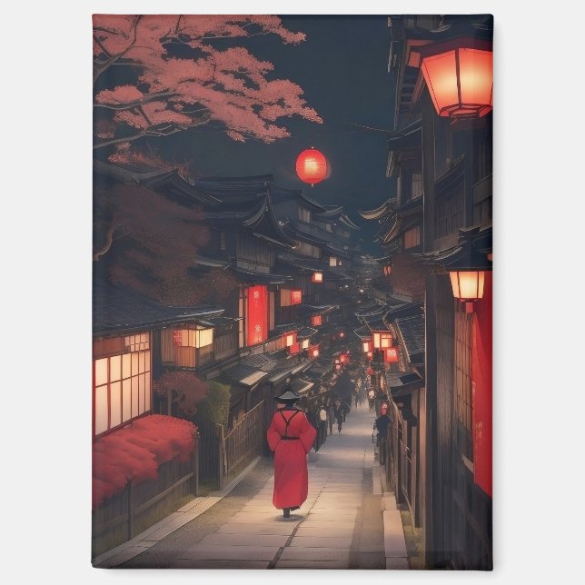 Kyoto Night Lanterns Magnet (Front)