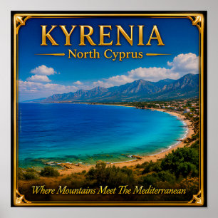 Kyrenia North Cyprus Coastal Travel Memory Poster