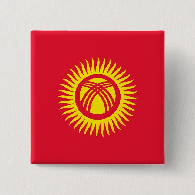Kyrgyzstan Flag 2 Inch Square Button (Front)