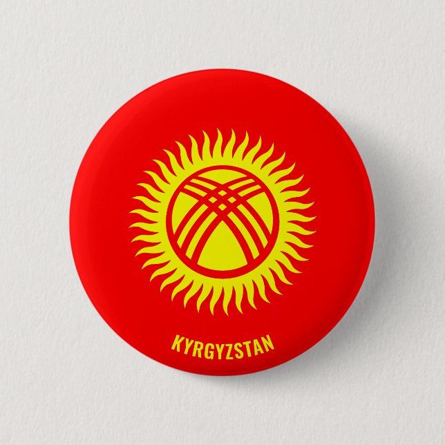 Kyrgyzstan Flag Charming Patriotic 2 Inch Round Button (Front)