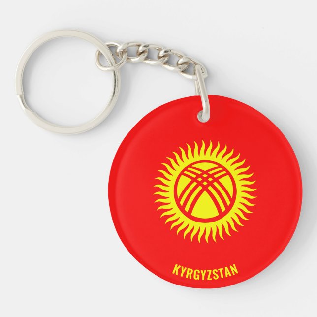 Kyrgyzstan Flag Charming Patriotic Keychain (Front)