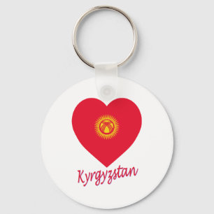 Kyrgyzstan Flag Heart Keychain
