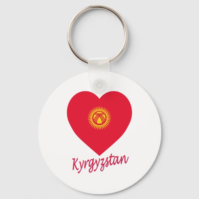Kyrgyzstan Flag Heart Keychain (Front)
