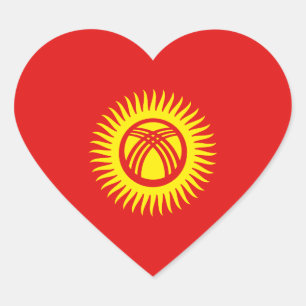 Kyrgyzstan Flag Heart Sticker