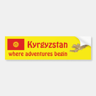 Kyrgyzstan Flag + Map Bumper Sticker