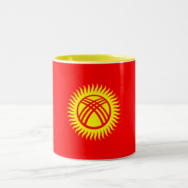 Kyrgyzstan Flag Two-Tone Coffee Mug (Center)