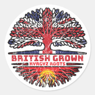 Kyrgyzstan Kirghiz British UK Tree Roots Flag Classic Round Sticker