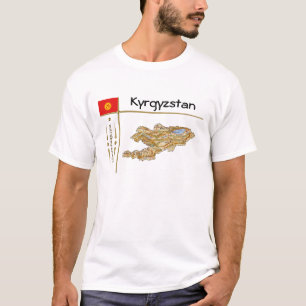 Kyrgyzstan Map + Flag + Title T-Shirt