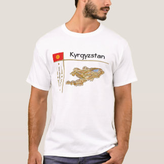 Kyrgyzstan Map + Flag + Title T-Shirt