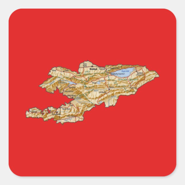 Kyrgyzstan Map Sticker (Front)