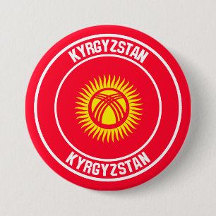 Kyrgyzstan Round Emblem 3 Inch Round Button