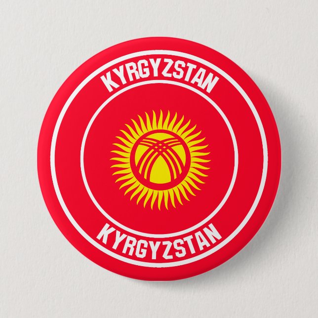 Kyrgyzstan Round Emblem 3 Inch Round Button (Front)