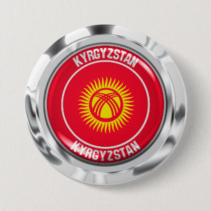 Kyrgyzstan Round Emblem 3 Inch Round Button
