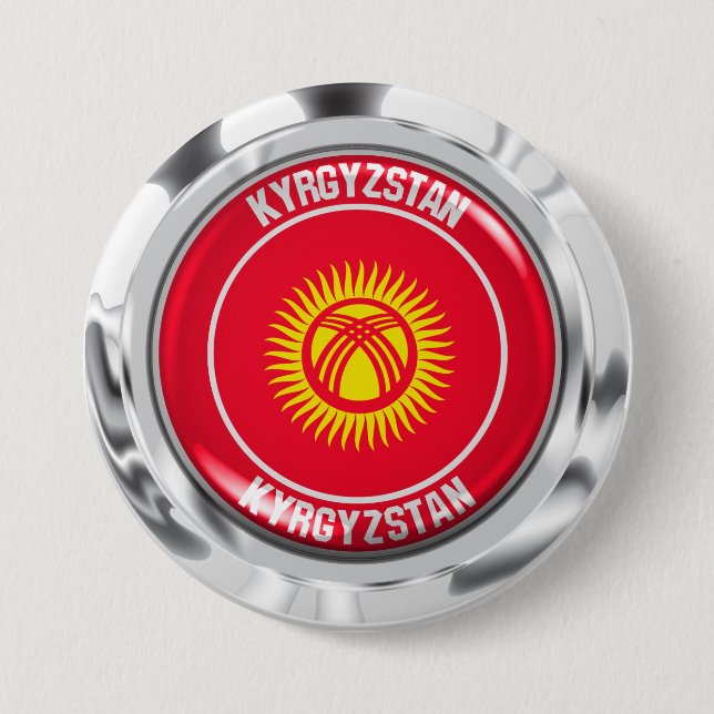 Kyrgyzstan Round Emblem 3 Inch Round Button (Front)