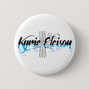 Kyrie Eleison Religious Phrase Stylized Text 2 Inch Round Button