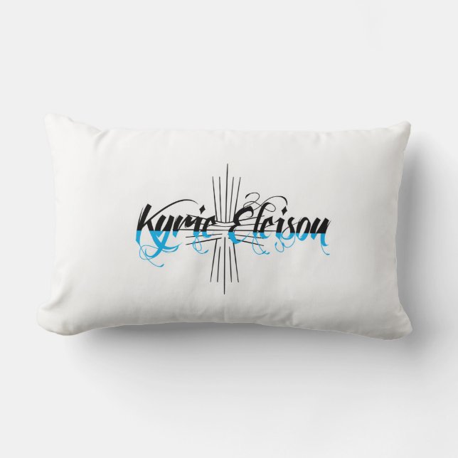 Kyrie Eleison Religious Phrase Stylized Text Lumbar Pillow (Front)