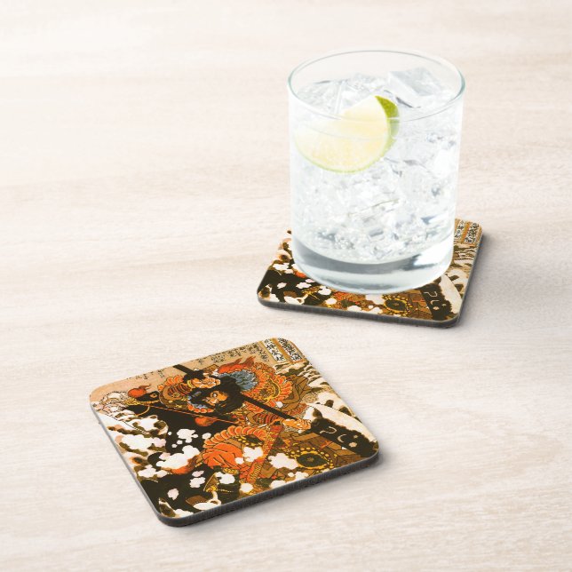 Kyusempo Sakucho Black Stallion Kuniyoshi Fine Art Coaster (Right Side)